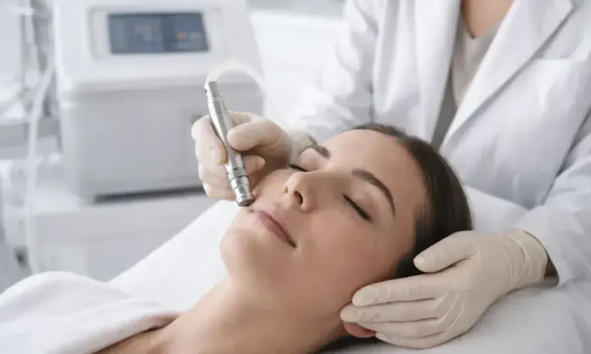 Una donna riceve un trattamento di microdermoabrasione per una pelle radiosa.