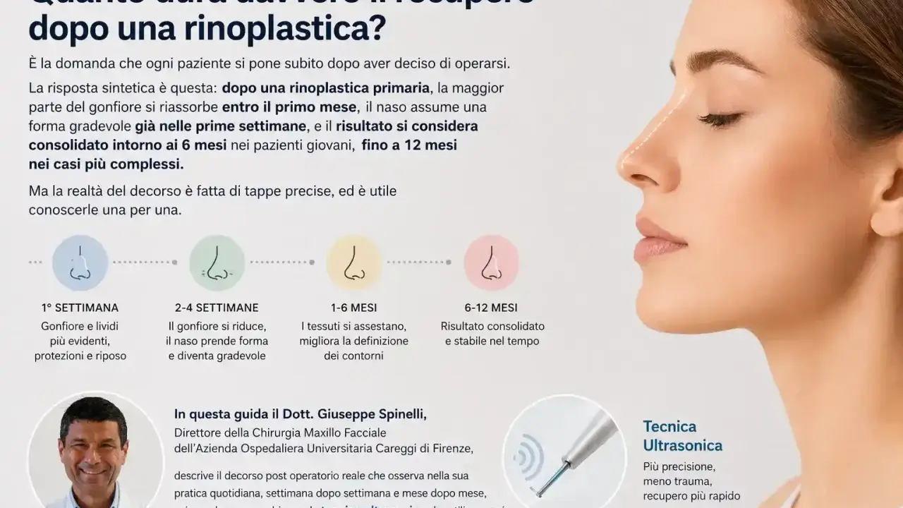Guida al recupero post rinoplastica: cosa fare per la cicatrice sul naso e i tempi di guarigione, dalla prima settimana ai 12 mesi.