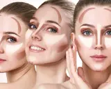 Tre volti femminili mostrano il contouring viso con tecniche di ombreggiatura e illuminazione, simili a un filler per definire i tratti.