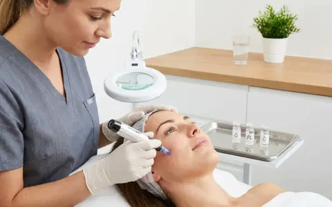 Estetista usa Dermapen per trattamento viso. Si parla di esosomi cosa sono, piccole vescicole che trasportano molecole benefiche per la pelle.
