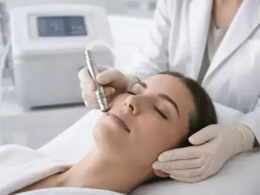 Una donna riceve un trattamento di microdermoabrasione per una pelle radiosa.