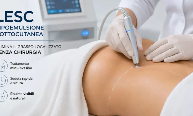 Trattamento LESC per la rimozione del grasso addominale senza intervento chirurgico. Lipoemulsione sottocutanea mini-invasiva per risultati visibili e naturali.