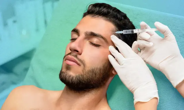 Un uomo riceve un'iniezione di botox sulla fronte. La domanda su quanto dura il botox è comune per chi considera questo trattamento.