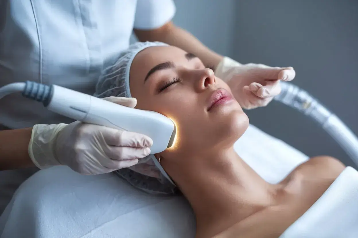 Una donna riceve un trattamento di epilazione laser al viso. Scopri cos'&egrave; l'epilazione laser per una pelle liscia e senza peli.